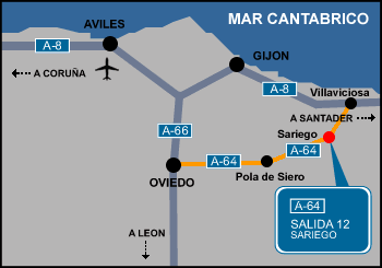 Situación de Sariego en Asturias y forma de acceso